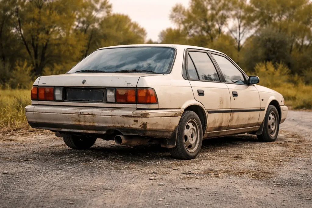 Wrecked Car - Samyjunkcars purchases wrecked cars - Image with an old car